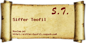Siffer Teofil névjegykártya